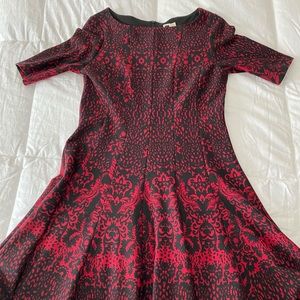 julian taylor red and black patterned dress